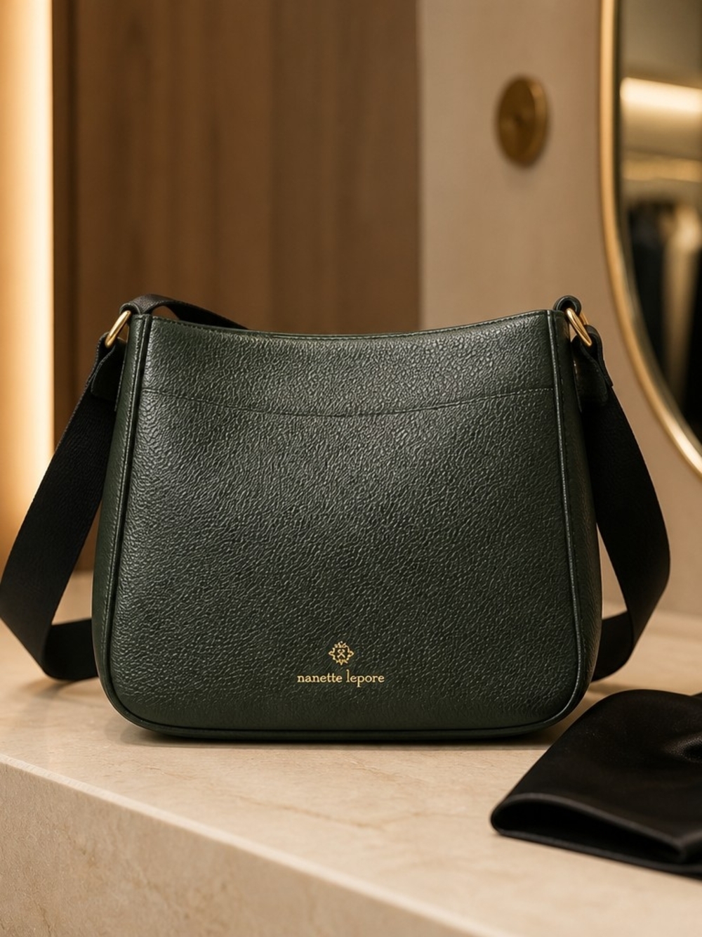 Nanette Lepore Dark Green Crossbody Shoulder Bag